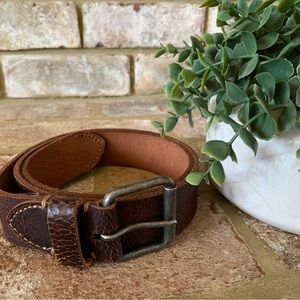 Fossil | Dark Brown Leather Belt with Silver Buckle | 34